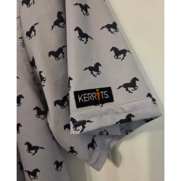 Kerrits Riding Top Equestrian AOP 1/4 Zip Short Sleeve Shirt Womens XL Vented - Picture 4 of 6